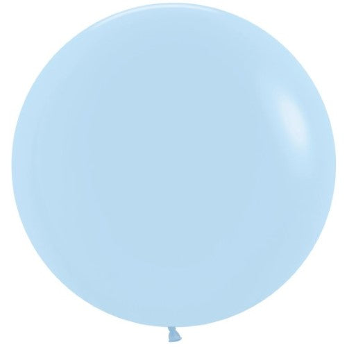 Pack of 10 Sempertex 60cm pastel matte blue latex balloons, perfect for elegant celebrations and impactful decor.