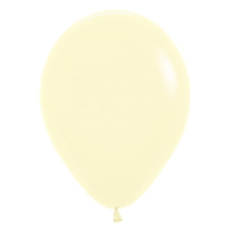 Bright pastel yellow latex balloons in a 50-pack, perfect for elevating celebrations and creating elegant decorations.