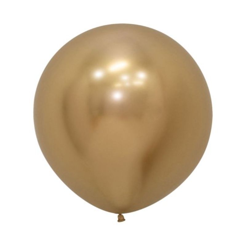 Pack of 3 Sempertex 60cm metallic reflex gold latex balloons, ideal for elegant celebrations and stunning decorations.