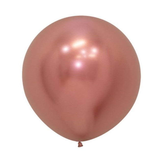 Set of 3 60cm metallic rose gold latex balloons, perfect for elegant celebrations and vibrant decoration.