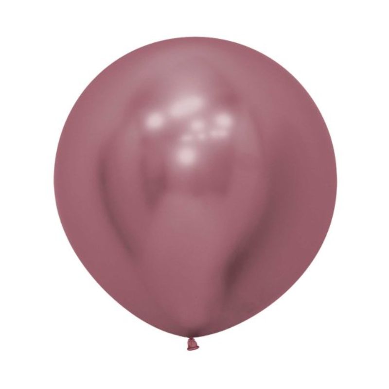 Set of 3 Sempertex 60cm metallic reflex pink latex balloons for vibrant party decorations. Perfect for any celebration.