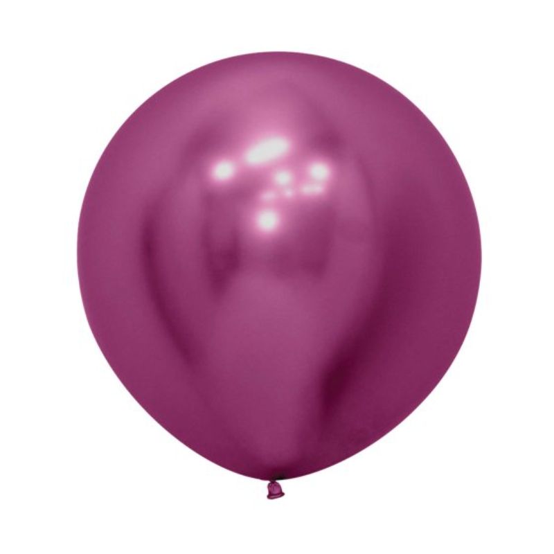 Vibrant set of 3 Sempertex 60cm metallic fuchsia balloons, perfect for adding elegance to any celebration or event.