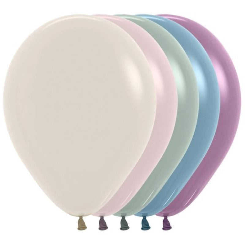 Pastel dusk assorted latex balloons, 12cm, 50-pack for elegant celebrations, great for indoor and outdoor events.