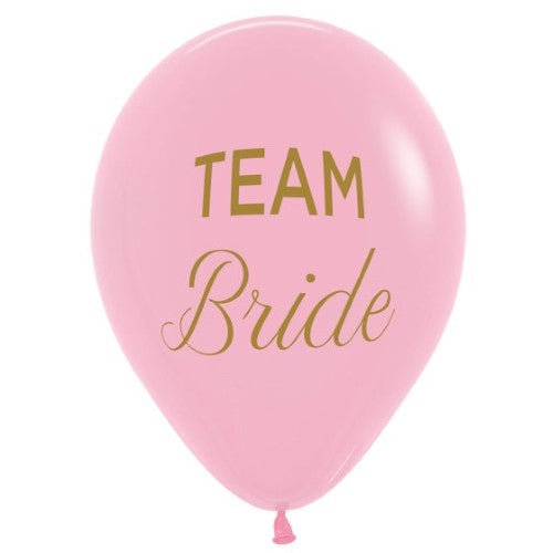 Pack of 25 pink and gold ink latex balloons for bridal celebrations, perfect for adding glamour to weddings and parties.