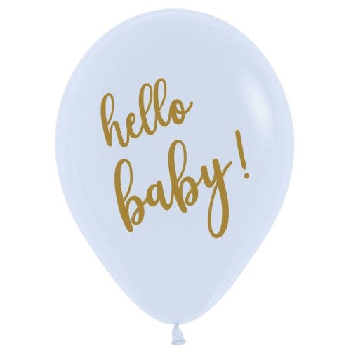 White and gold ink latex balloons, 30cm, perfect for baby showers and celebrations, pack of 25 from Sempertex.