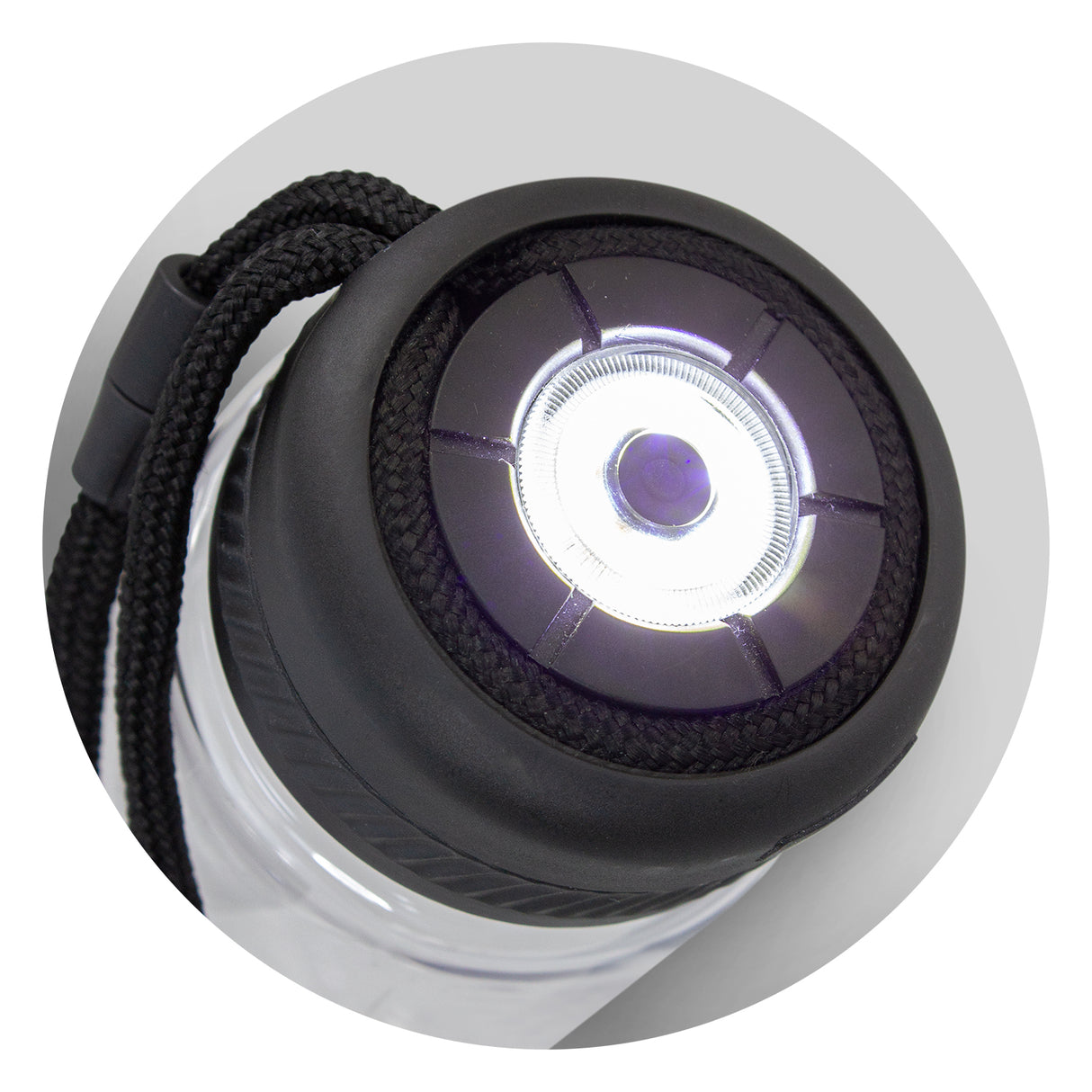 Sleek black 700ml Lumino COB Light Bottle with dual-mode light, rechargeable USB, and durable Tritan design.
