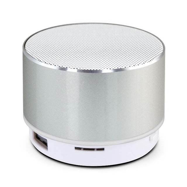 Set of 6 Oracle Silver Bluetooth speakers in grey with light display, compact design, and built-in microphone for hands-free calls.
