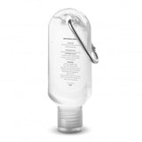 Clear hand sanitiser tubes with carabiner clips and flip caps, perfect for on-the-go hygiene in a bulk pack of 30 units.
