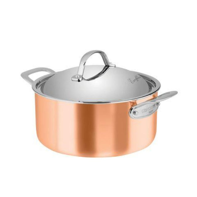 Chasseur Escoffier 24cm Induction Casserole with copper exterior, stainless steel interior, and elegant design for perfect cooking.