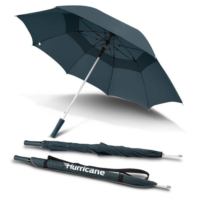 Navy PEROS Hurricane Urban Umbrella with automatic opening, vented canopy, and stylish rubber grip for ultimate rain protection.