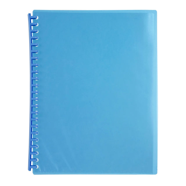 Pack of 10 MARBIG® Refillable Display Books in marine color, each with 20 clear pockets for versatile document storage.