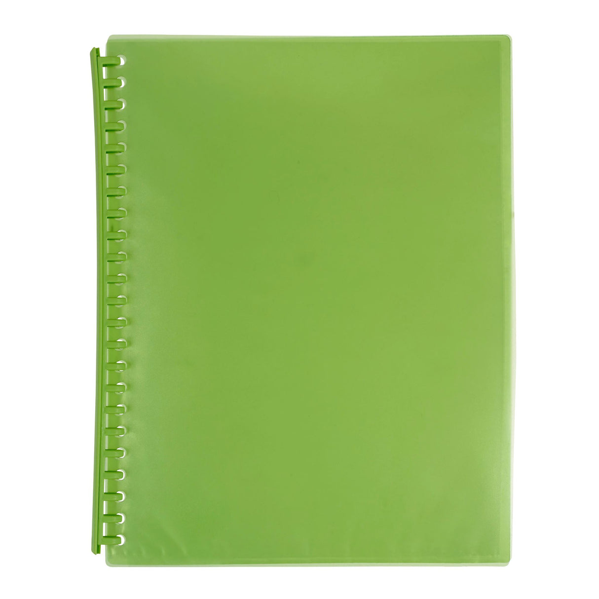 Vibrant lime refillable display book pack of 10 with 20 clear pockets for organized document protection.