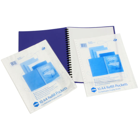 Marbig Display Book A4 Refills pack of 10 copysafe pockets for organizing and presenting A4 documents elegantly.