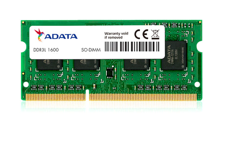 ADATA 8GB DDR3L-1600 SODIMM memory module, low voltage, high performance, 204-pin design, lifetime warranty.