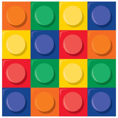 Colorful Block Party Luncheon Napkins, 33cm x 33cm, 2-ply, pack of 16, perfect for festive gatherings and events.