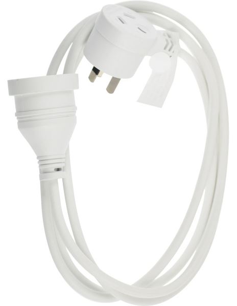 Compact 2M extension cord providing 10A, 240V power for multiple devices, ideal for home, office, or outdoor use.