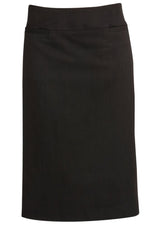 Ladies Relaxed Fit Skirt in black, size 16, featuring a soft fabric blend, knee-length design, and discreet zip closure for versatile styling.