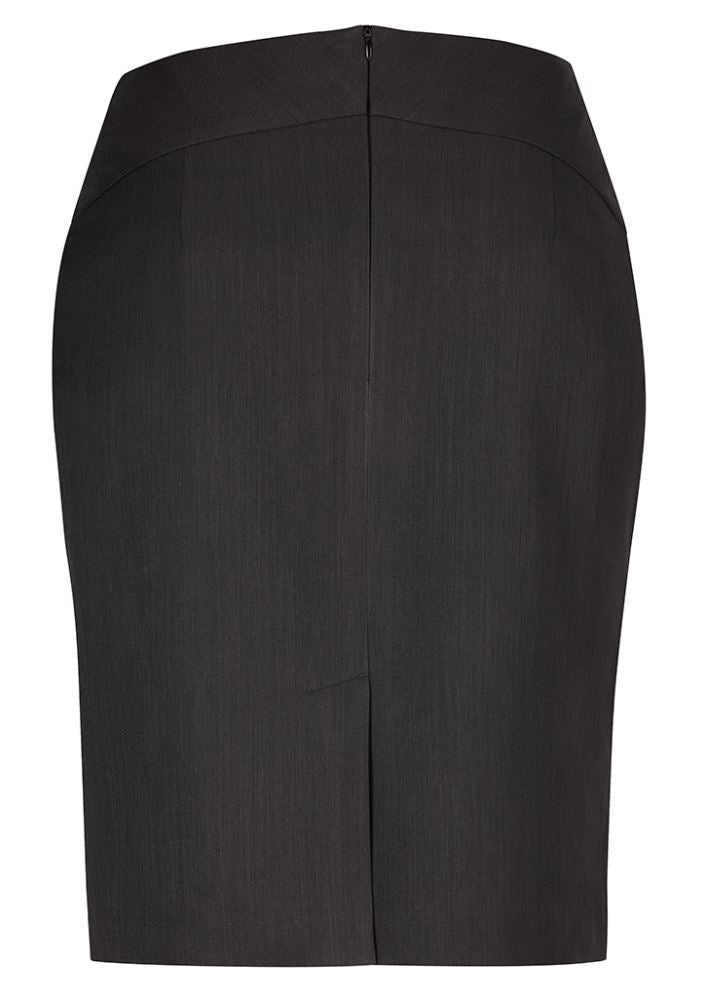 Ladies Chevron Skirt in Charcoal, featuring a decorative waistband, back split, and breathable fabric for stylish comfort.