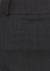 Charcoal knee-length multi-pleat skirt from Biz Collection with deep pockets, box pleats, and belt loops for versatile styling.