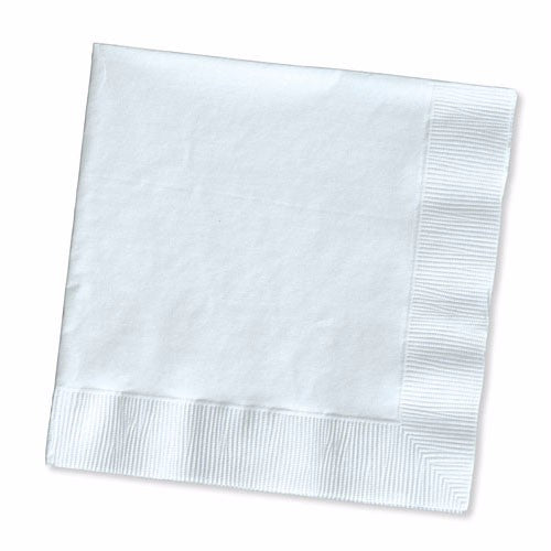 Elegant disposable white luncheon napkins, 33cm x 33cm, 2-ply, pack of 50, ideal for all dining occasions.