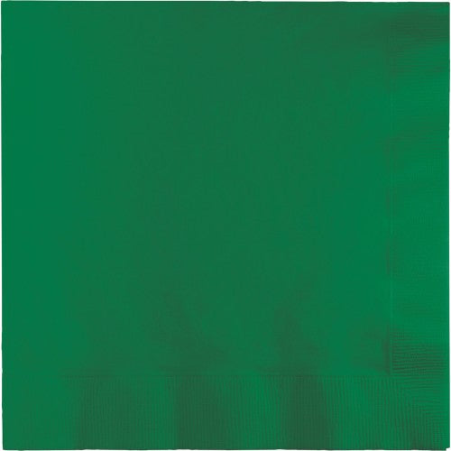 Emerald green 2-ply beverage napkins, 25cm x 25cm, pack of 50, perfect for elegant parties and celebrations.