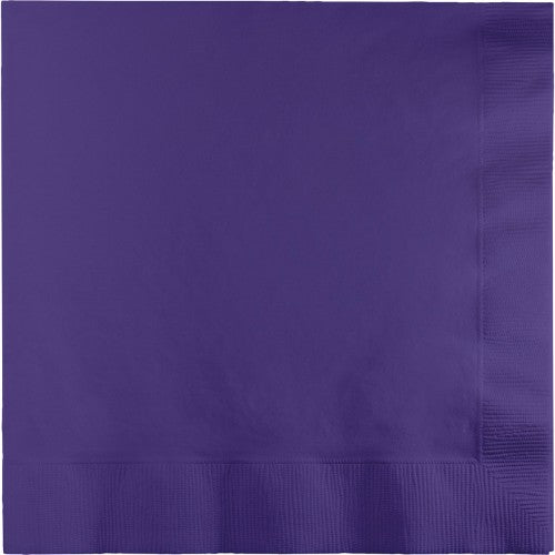 Purple beverage napkins in a pack of 50, 2-ply, 25cm, ideal for elegant parties and gatherings while preventing spills.