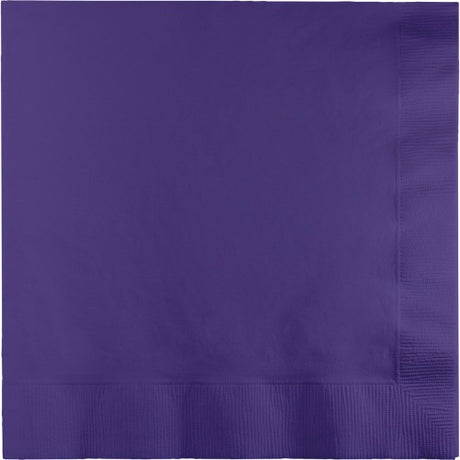 Purple beverage napkins in a pack of 50, 2-ply, 25cm, ideal for elegant parties and gatherings while preventing spills.