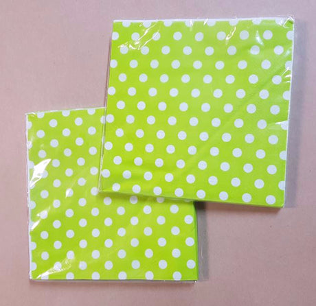Bright lime green napkins with playful polka dots, perfect for any festive occasion. Pack of 20, each 33 x 33cm.