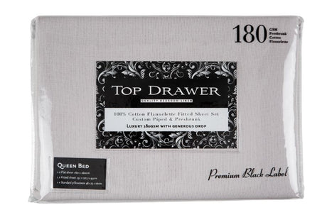 Luxurious TD Flannelette 180GSM Single Sheet Set in silver, featuring a fitted sheet, flat sheet, and pillowcase for cozy comfort.
