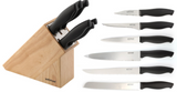 Wiltshire Eternal 7 Piece Knife Block Set featuring ergonomic handles and stainless steel blades, organized in a stylish rubberwood block.