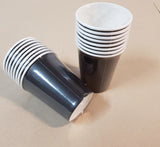 Stylish black paper cups (6 units) for hot or cold drinks, eco-friendly, sturdy, perfect for events and gatherings.
