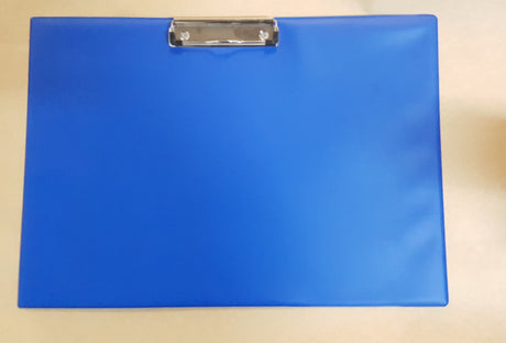A vibrant blue A3 PVC clipboard in landscape format, perfect for organizing documents and note-taking on the go.