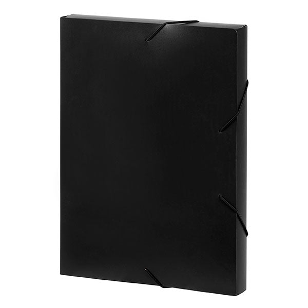 Durable black Marbig document boxes in a pack of 10, perfect for organizing and transporting up to 300 sheets each.