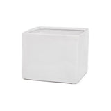 Sleek white ceramic Bondi Cube, 18x18x14cmH, ideal for modern decor, planters, or stylish storage solutions.