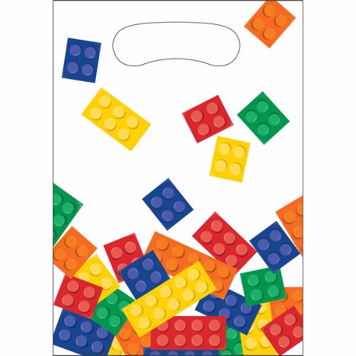 Colorful plastic loot bags in a pack of 8, measuring 23cm x 16cm, perfect for party favors and celebrations.