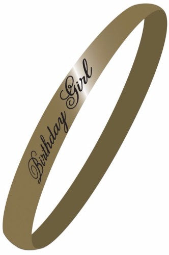 Black & Gold Birthday Girl Sash featuring elegant gold lettering on durable black fabric for a stylish birthday celebration.