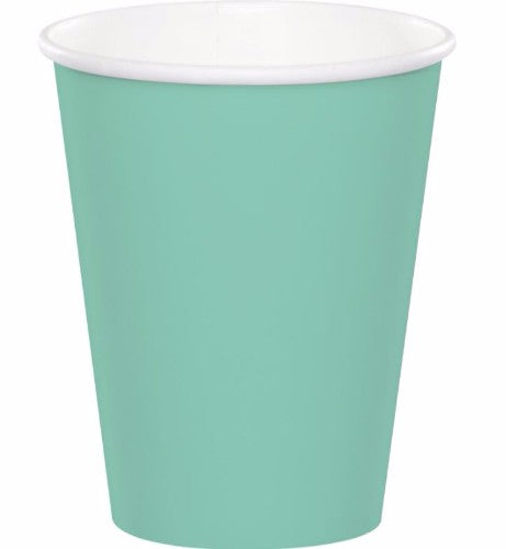 Fresh Mint Green Cups, 266ml eco-friendly paper, perfect for hot or cold beverages, ideal for events and everyday use.