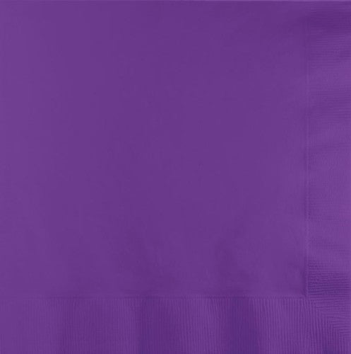 Amethyst purple 2-ply beverage napkins, 25cm x 25cm, pack of 50, perfect for elegant events and parties.