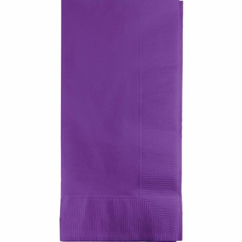 Amethyst purple dinner napkins in a pack of 50, 40cm x 40cm, elegant 1/8 fold, ideal for all dining occasions.