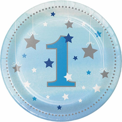One Little Star Boy Luncheon Plates 1st Birthday - Pack of 8