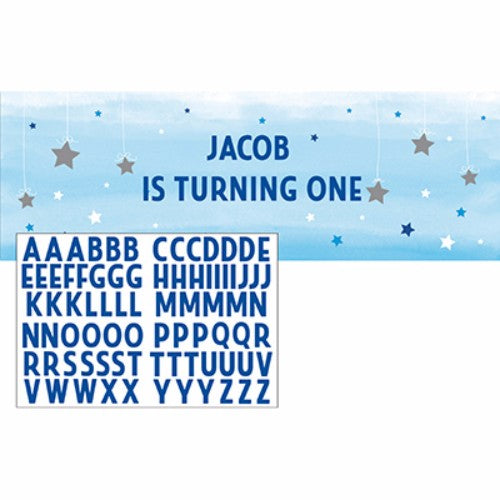 Colorful One Little Star Boy Giant Party Banner, 51cm x 152cm, customizable with fun stickers for a memorable celebration.