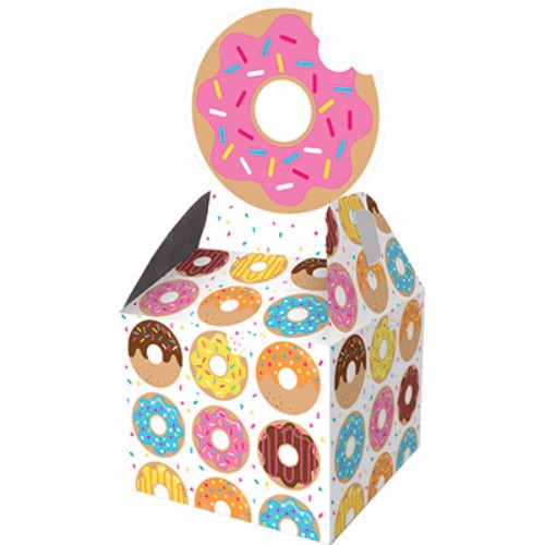 Donut Time Favor Treat Boxes - pack of 8 sturdy cardboard containers for stylishly presenting baked goods at events.