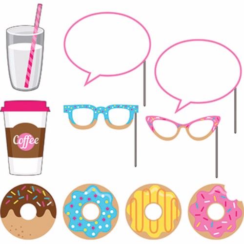 Donut Time Photo Booth Props Assorted Sizes - Pack of 10
