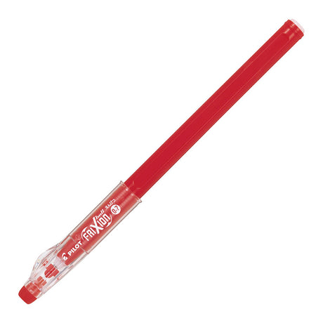 Pilot Frixion Ball Kleer Erasable pen in red, featuring 0.7mm fine tip, built-in eraser for smooth, mistake-free writing.