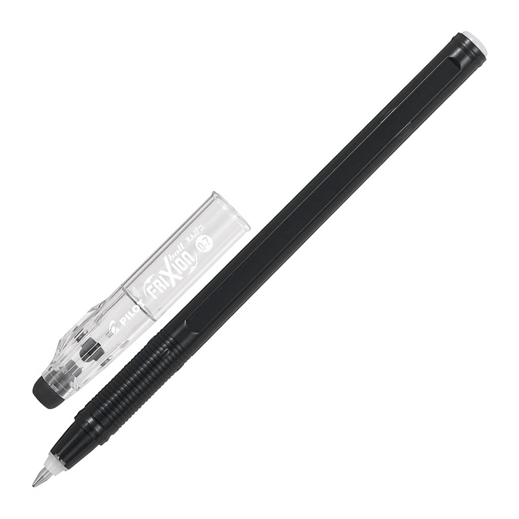 Pilot Frixion Ball Kleer Erasable pen with 0.7mm tip, featuring a built-in eraser for clean, mistake-free writing.