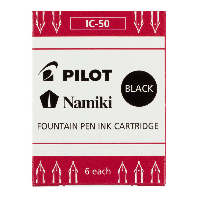 Pilot Fountain Pen Ink Cartridge Black, Pack of 6 (IC-50-B)