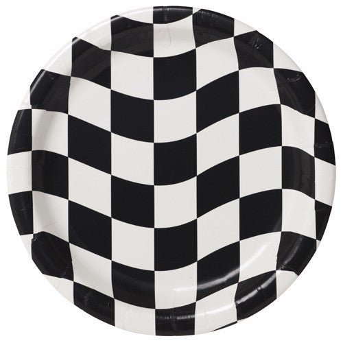 Black & White Checkered Luncheon Plates - Pack of 8