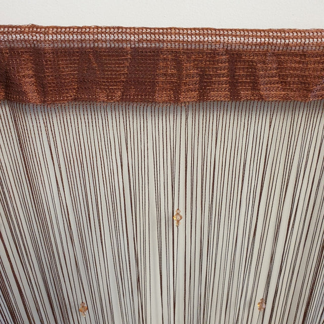 Elegant brown beaded string curtain, 1m x 2m, enhancing decor with shimmering light and stylish space division.