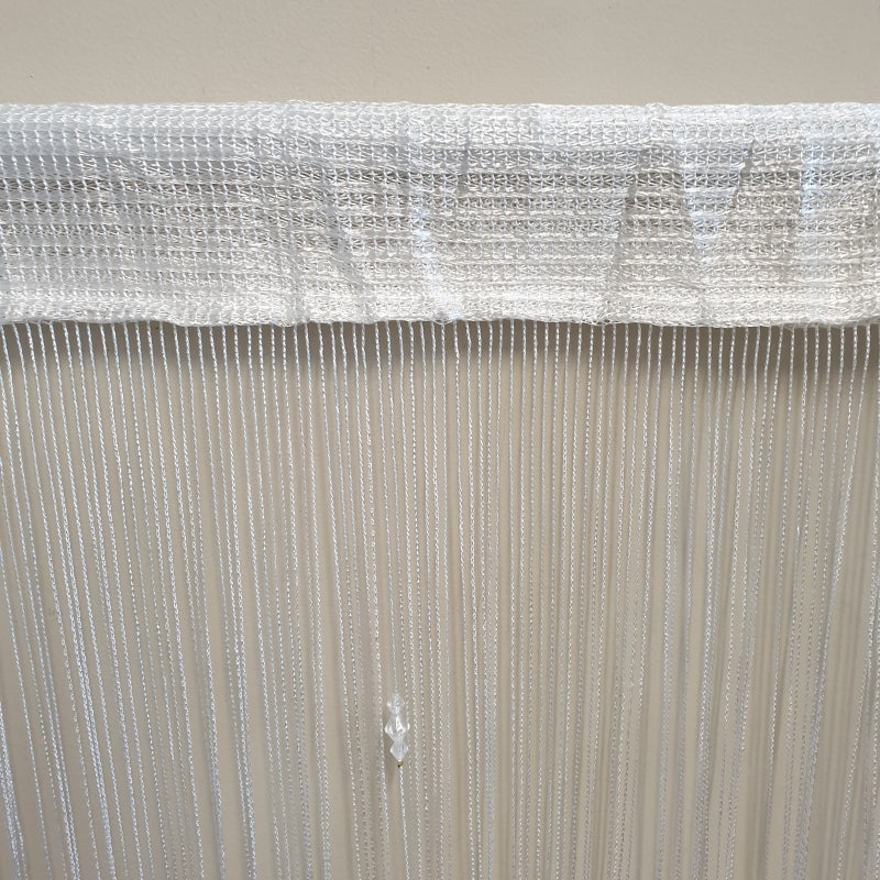 Elegant white beaded string curtain 1m x 2m, perfect as a stylish room divider and décor enhancement.