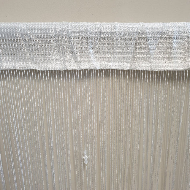 Elegant white beaded string curtain 1m x 2m, perfect as a stylish room divider and décor enhancement.